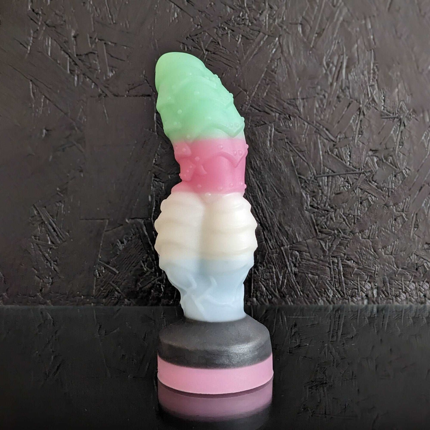 Textured Anal Dildo | Knot Dildo | Handmade fantasy Sextoy | Knotted Sextoy | Pegging Toy | Platinum Silicone | Sabre Multicoloured