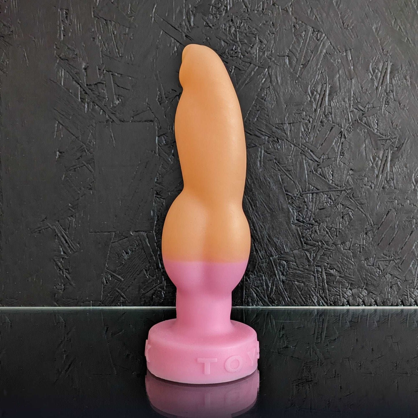 Reduced - Knot Dildo | Flexible Dildo | Handmade gift | knotted sex toy | Pegging Toy | Safe Silicone | Knox Pink-Orange | enjoyable insertion |