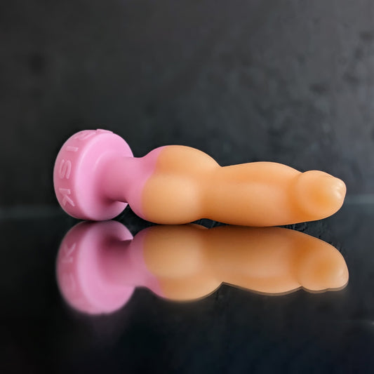 Reduced - Knot Dildo | Flexible Dildo | Handmade gift | knotted sex toy | Pegging Toy | Safe Silicone | Knox Pink-Orange | enjoyable insertion |